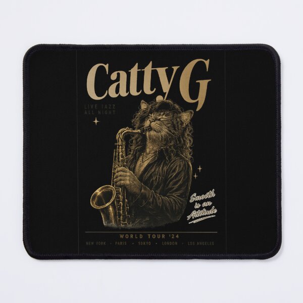 Item preview, Catty G Jazz Cat Vintage Saxophone Music T-Shirt designed and sold by ThreadTheory976.