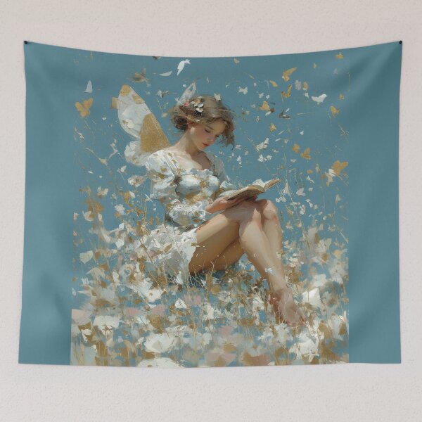 Item preview, Ethereal Fairy Reading in a Golden Meadow designed and sold by colorful-white.