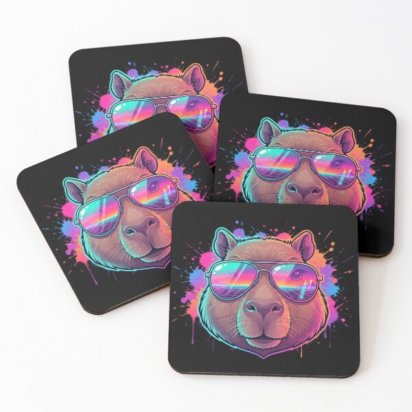 Item preview, Chill Capybara Neon Sunset Shades designed and sold by KevLarPrints.