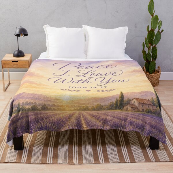 Item preview, Peace I Leave With You John 14:27 Lavender Field Sunset Watercolor designed and sold by ebocraft.