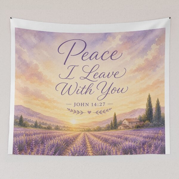 Item preview, Peace I Leave With You John 14:27 Lavender Field Sunset Watercolor designed and sold by ebocraft.