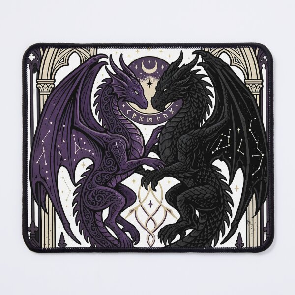 Item preview, Arcane Twin Dragons Celestial Moon Romantasy Art designed and sold by auxincaftan0o.