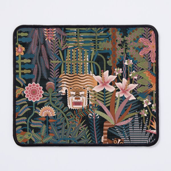 Item preview, Maximalist Dark Tropical Jungle With Hidden Tiger and Exotic Flowers designed and sold by Z&C.