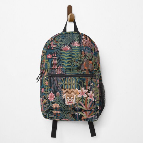 Item preview, Maximalist Dark Tropical Jungle With Hidden Tiger and Exotic Flowers designed and sold by Z&C.