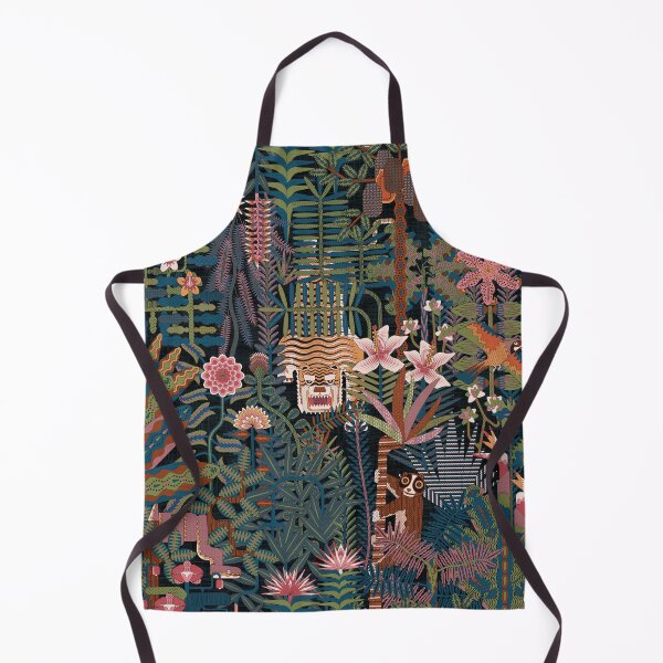Item preview, Maximalist Dark Tropical Jungle With Hidden Tiger and Exotic Flowers designed and sold by Z&C.