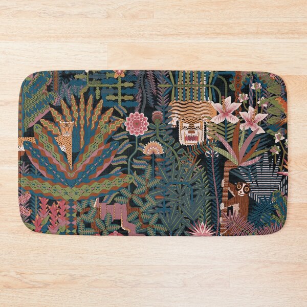 Item preview, Maximalist Dark Tropical Jungle With Hidden Tiger and Exotic Flowers designed and sold by Z&C.