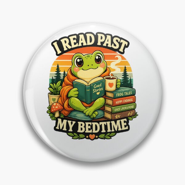 Item preview, I Read Past My Bedtime Cute Frog Reading Retro Design designed and sold by Artbysarmina.