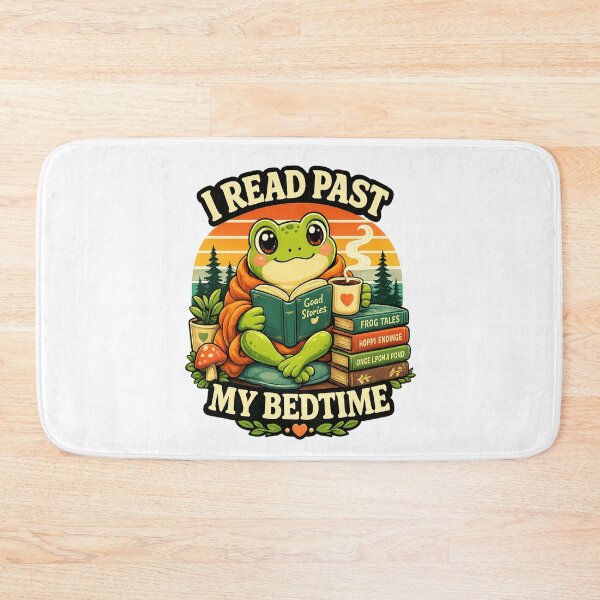 Item preview, I Read Past My Bedtime Cute Frog Reading Retro Design designed and sold by Artbysarmina.