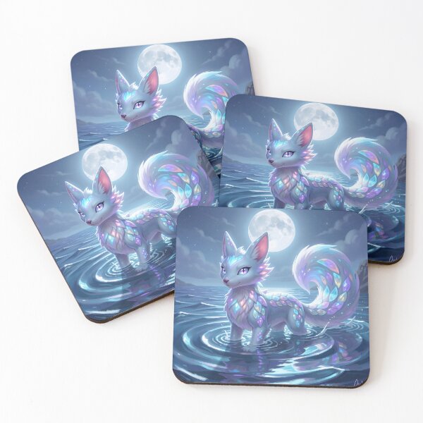 Item preview, Aqua Fox with Rainbow Scales = AI Generated Image designed and sold by Prestons Corner.