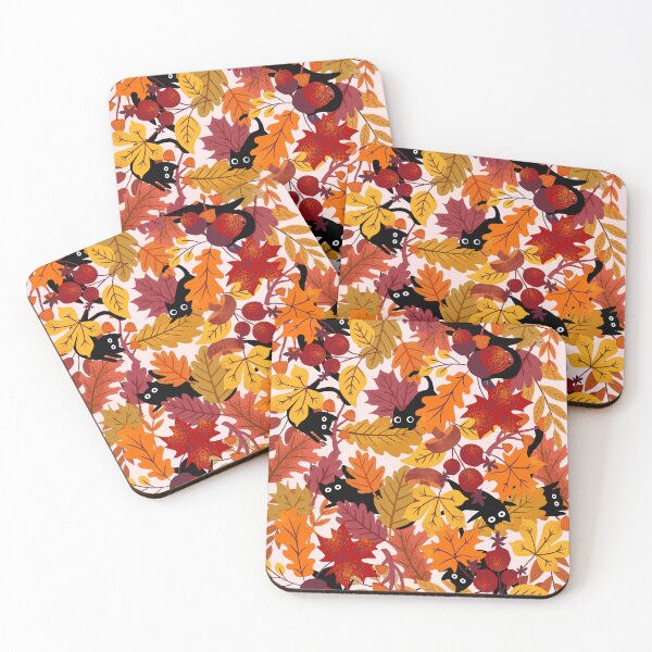 Item preview, Cats hiding in autumn leaves designed and sold by InkRiot Studios.