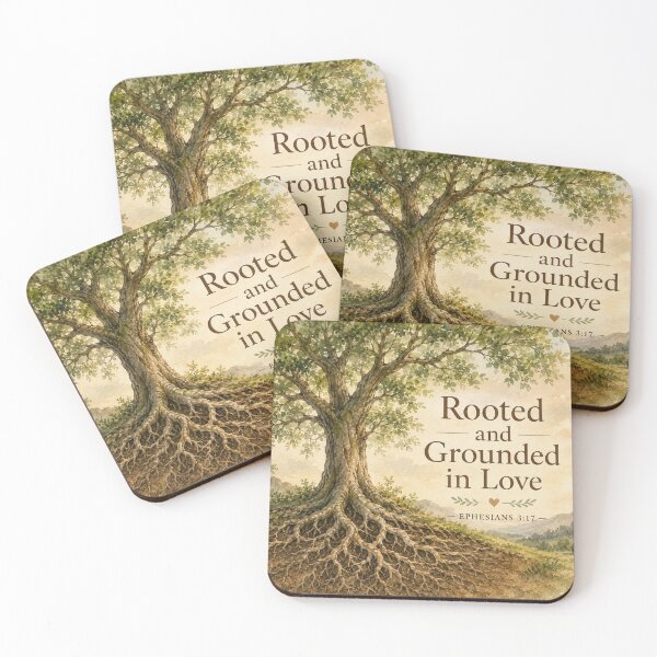 Item preview, Rooted and Grounded in Love Ephesians 3:17 Oak Tree Scripture Print designed and sold by ebocraft.