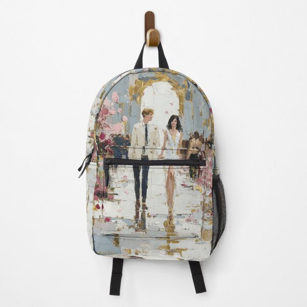 Item preview, Romantic Couple Strolling in Floral Impasto Street designed and sold by colorful-white.