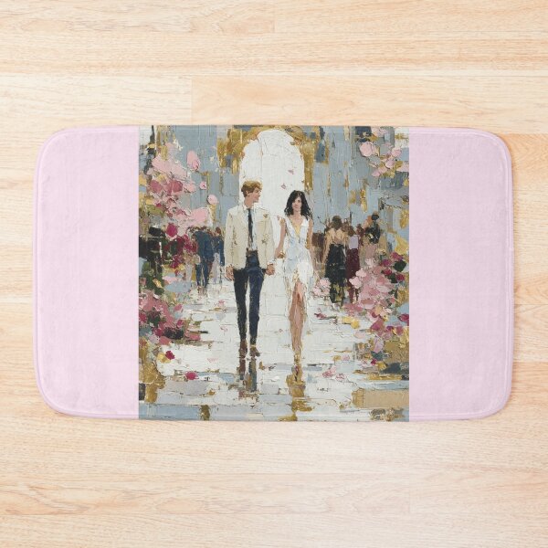 Item preview, Romantic Couple Strolling in Floral Impasto Street designed and sold by colorful-white.