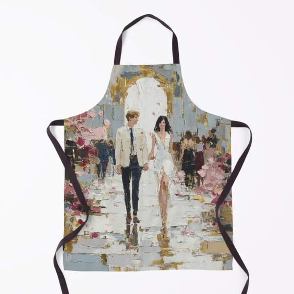 Item preview, Romantic Couple Strolling in Floral Impasto Street designed and sold by colorful-white.