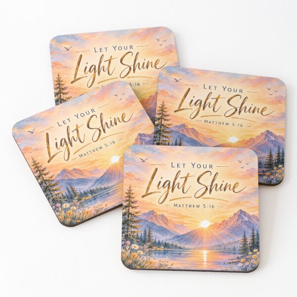 Item preview, Let Your Light Shine Matthew 5:16 Mountain Lake Sunset Art Print designed and sold by ebocraft.