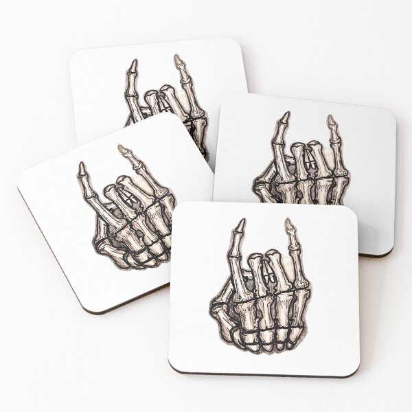 Item preview, Rock On Skeleton Hand - Traditional Charcoal Skull Art designed and sold by Lauretius.
