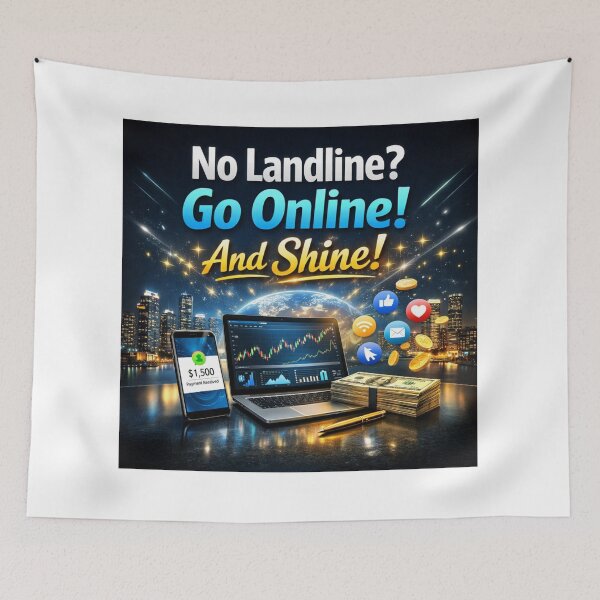Item preview, No Landline ? Go online ! designed and sold by Resilient Roots Customs Oakland.