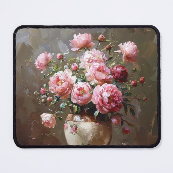 Item preview, Vibrant Pink Peonies in Vintage Floral Vase designed and sold by colorful-white.
