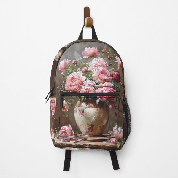 Item preview, Vibrant Pink Peonies in Vintage Floral Vase designed and sold by colorful-white.
