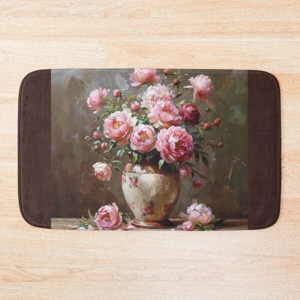 Item preview, Vibrant Pink Peonies in Vintage Floral Vase designed and sold by colorful-white.