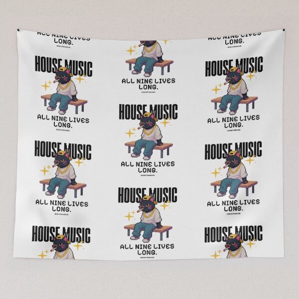 Item preview, HOUSE MUSIC - Smoking Cat Dj (Black)  designed and sold by Discothreadz.