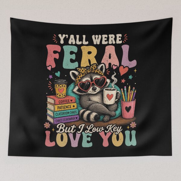 Item preview, Y'all were Feral But I Low Key Love You Raccoon Iced Coffee designed and sold by Ortigzitoun.