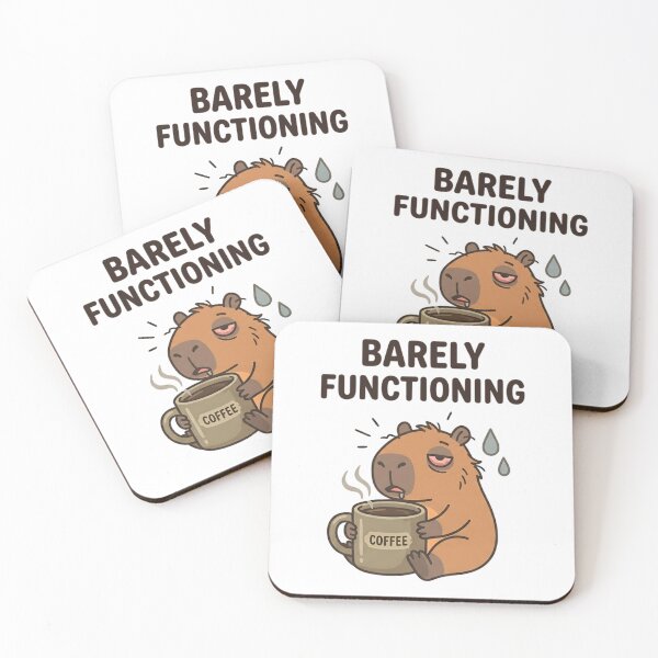 Item preview, Funny Coffee Capybara Barely Functioning T-Shirt – Tired Meme Shirt designed and sold by DIRTYSKETCHH.