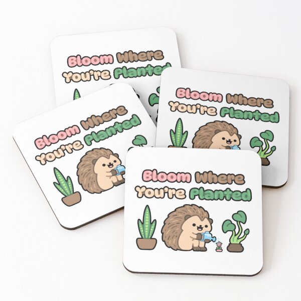 Item preview, Bloom Where Youre Planted Cute Hedgehog Gardening Art designed and sold by scribblehappin.