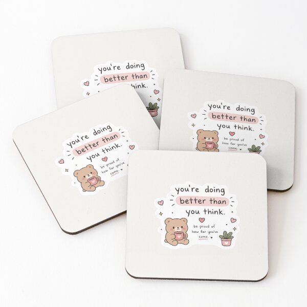 Item preview, You’re Doing Better Than You Think Sticker – Cute Motivational Bear designed and sold by Digital_products_0111.