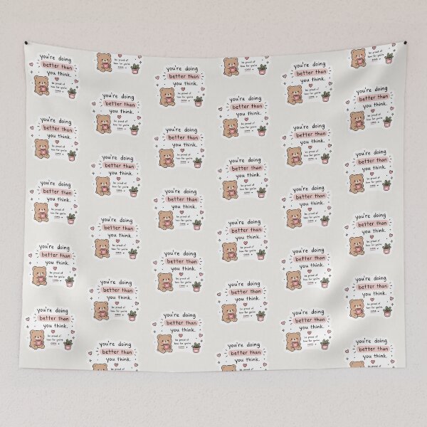 Item preview, You’re Doing Better Than You Think Sticker – Cute Motivational Bear designed and sold by Digital_products_0111.