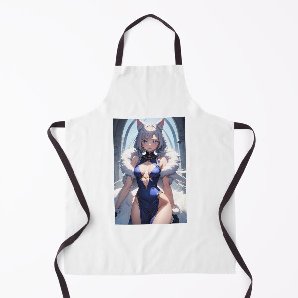 Item preview, Silver Hair Anime Cat Girl in Royal Blue Dress Fantasy Art - Yanashiro Tesa designed and sold by iloveanimechibi.