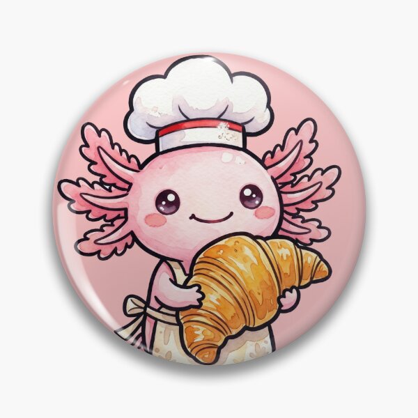 Artikelvorschau, Kawaii Axolotl Chef Croissant Backkunst entworfen und verkauft von POSTEPIC.
