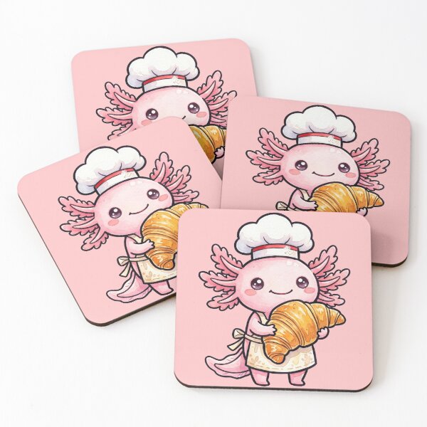 Item preview, Kawaii Axolotl Chef Croissant Bake Art designed and sold by POSTEPIC.