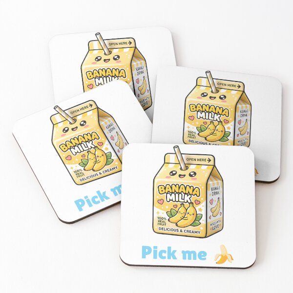 Item preview, Pick Me – Cute Banana Milk Kawaii Drink Illustration designed and sold by BobaBunny76.