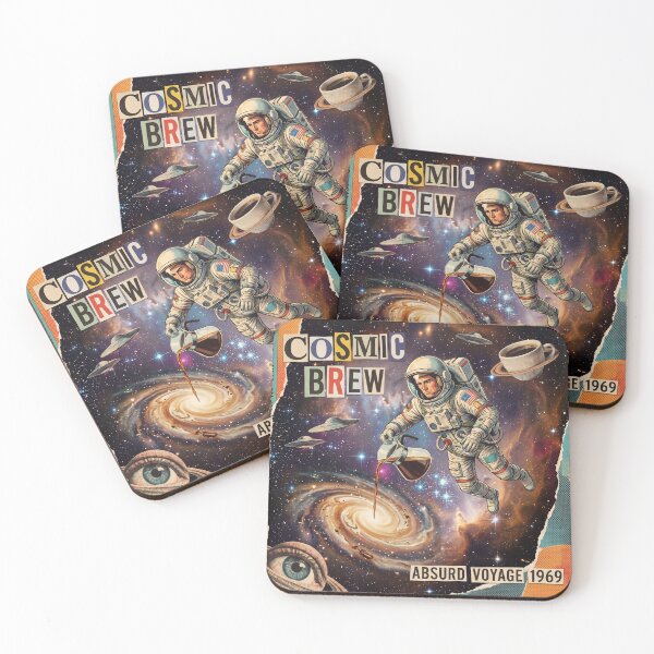 Item preview, Surreal Collage Retro Astronaut Pouring Coffee Nebula designed and sold by ryanguas.