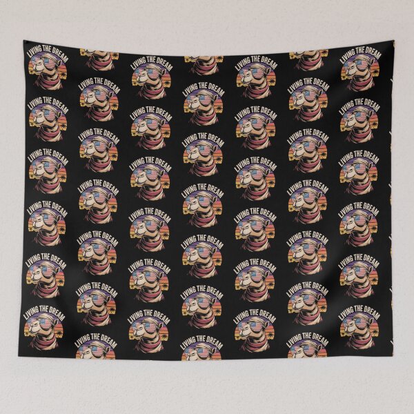 Item preview, Living The Dream Funny USA Camel Retro Sunset designed and sold by IvoryArtDesign.