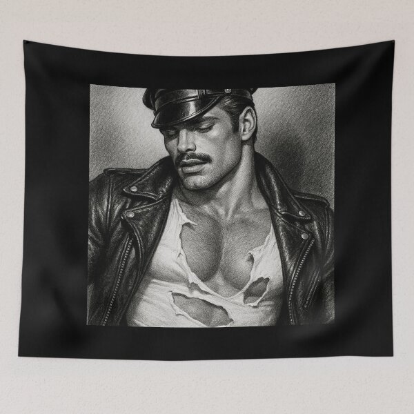 Item preview, Vintage Gay Leather Bar Daddy Ripped Tee Defiant Currency Tom of Finland Tribute Gay Pride Graphic Design designed and sold by ItsAKinkThing.