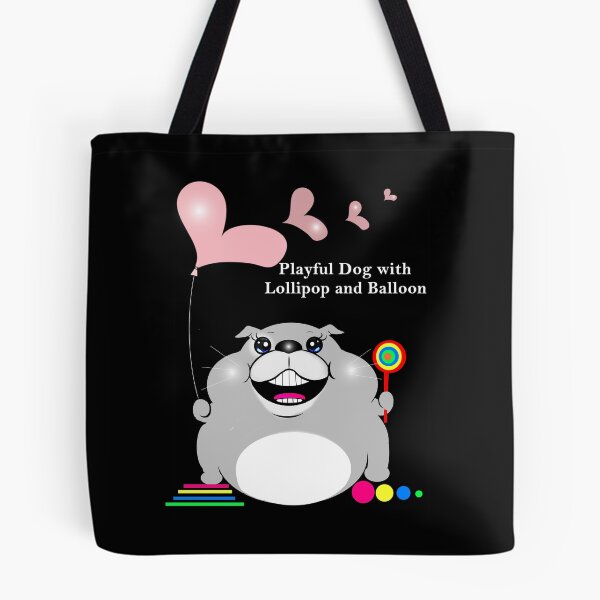 Artikelvorschau, Verspielter Hund mit Lutscher und Luftballon entworfen und verkauft von Shirley cute art .
