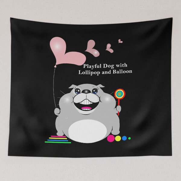 Item preview, Playful Dog with Lollipop and Balloon designed and sold by Shirley cute art .