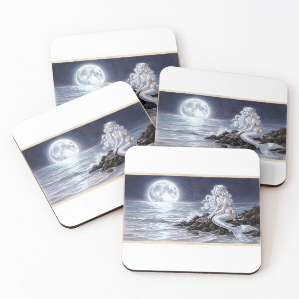 Item preview, Serene Mermaid Moonlight Fantasy Illustration designed and sold by AbrattaArt.