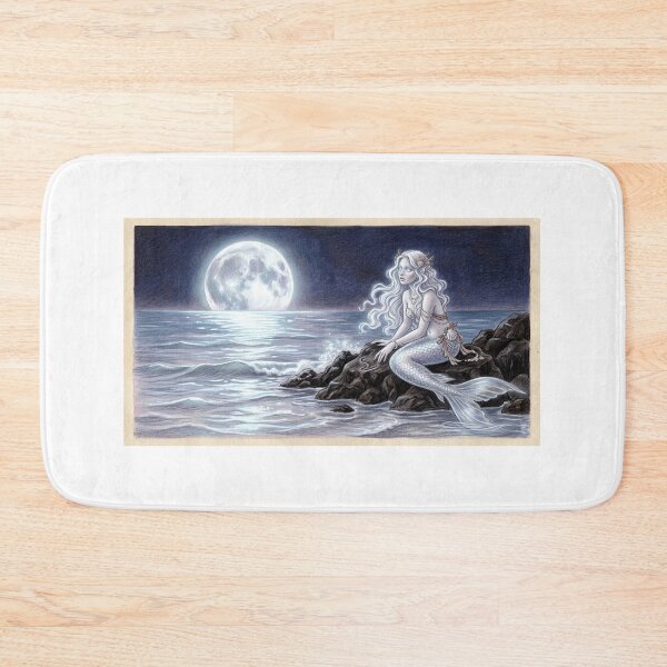 Item preview, Serene Mermaid Moonlight Fantasy Illustration designed and sold by AbrattaArt.