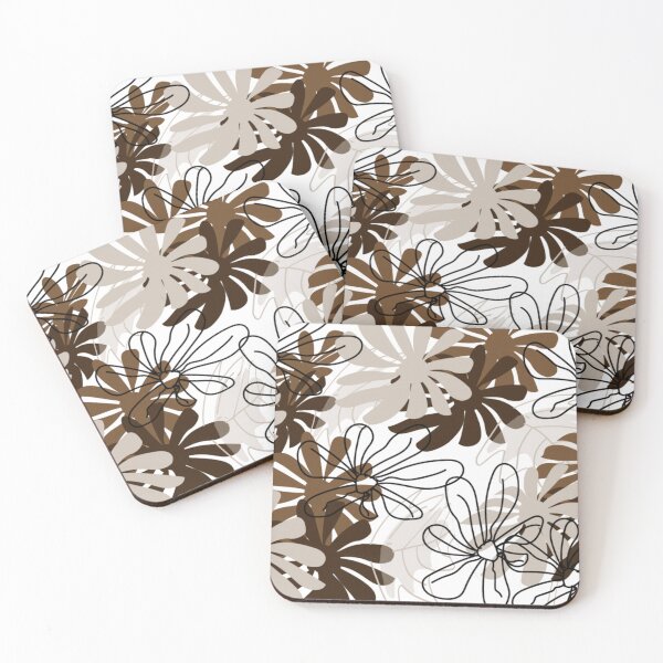 Item preview, Brown Floral Pattern  Daisy Flower Line Art  designed and sold by Nature  Nblossom.