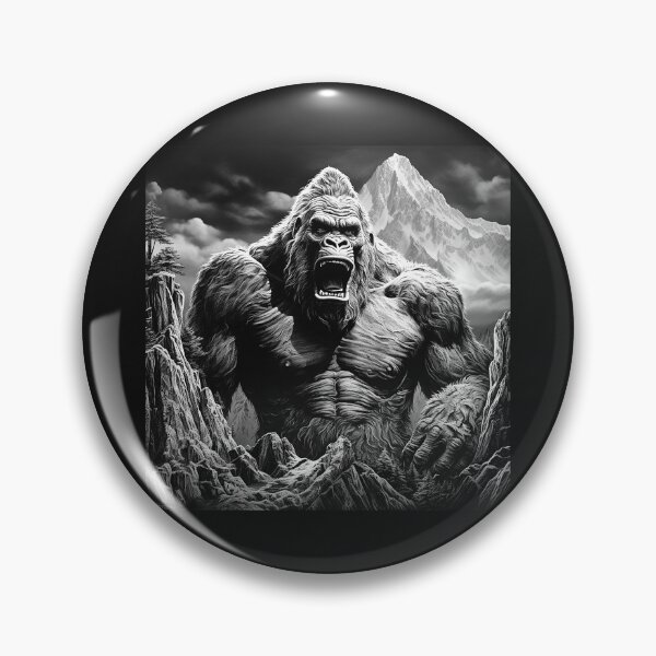 Item preview, Roaring Mountain Gorilla – Black and White Primal Wilderness Art designed and sold by inkoutninja.