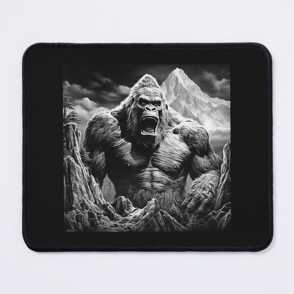 Item preview, Roaring Mountain Gorilla – Black and White Primal Wilderness Art designed and sold by inkoutninja.