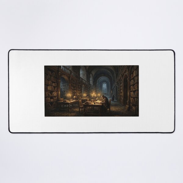 Item preview, Gothic Scholar in Candlelit Library | Dark Academia Print designed and sold by AbrattaArt.