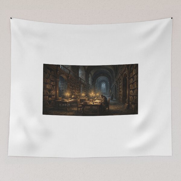 Item preview, Gothic Scholar in Candlelit Library | Dark Academia Print designed and sold by AbrattaArt.