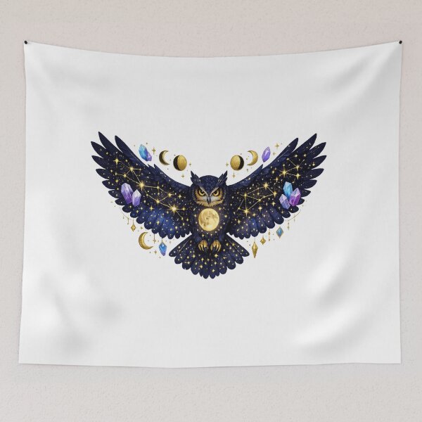 Item preview, Mystic Owl Celestial Spirit Guide Night Sky Art designed and sold by tineldesign.