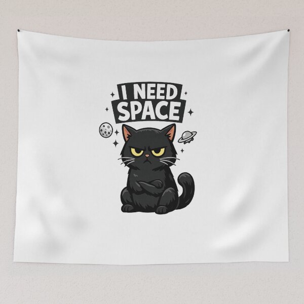 Item preview, I Need Space Cute Black Cat Funny Introvert Design designed and sold by Artbysarmina.