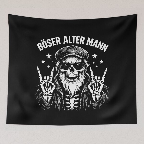 Item preview, Evil Old Man Skull Rocker Shirt – Funny Skeleton Biker Design with Sunglasses & Rock Hand Sign designed and sold by OverNickles194.