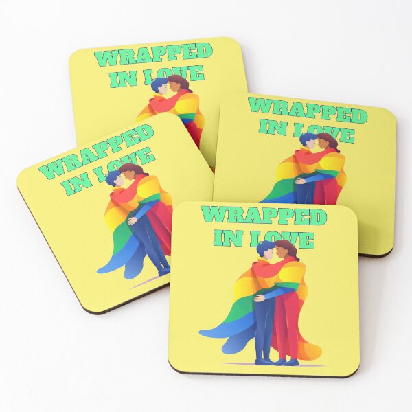 Item preview, Pride couple rainbow flag wrapped in love quote designed and sold by Mauswohn.